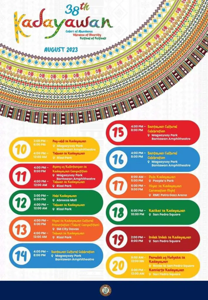 38th Kadayawan Festival Schedule Activities